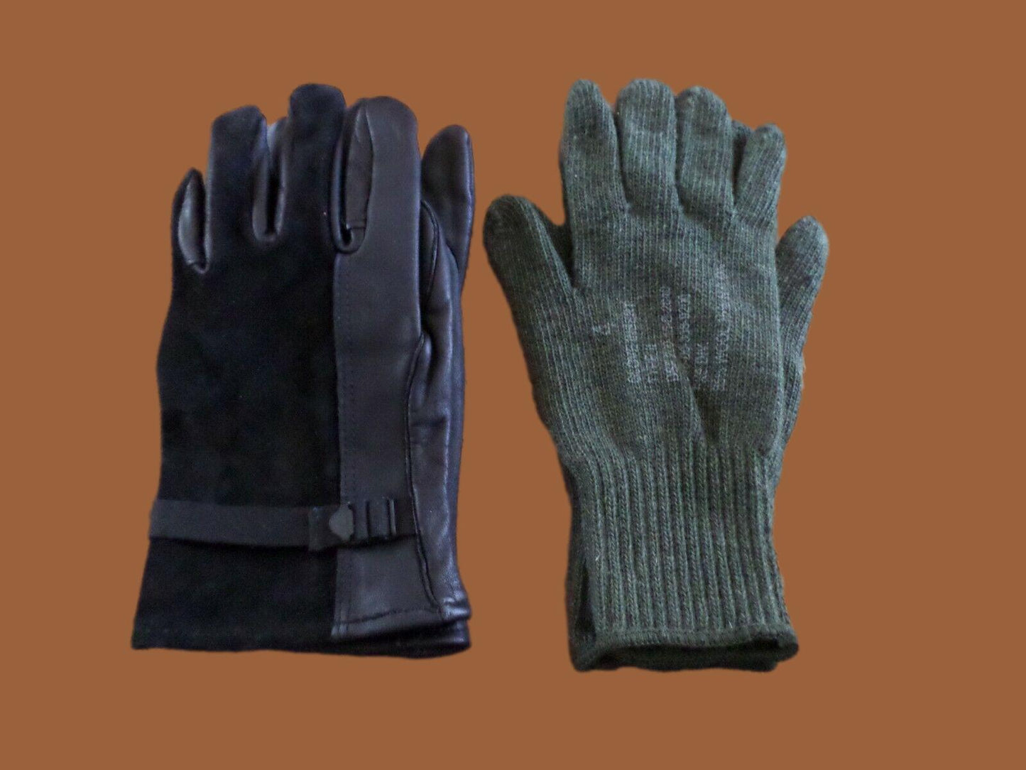 MILITARY USMC STYLE D-3A LEATHER GLOVES COLD WET WEATHER SIZE 4 MEDIUM W/LINER