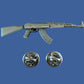 MILITARY AK-47 RIFLE HAT LAPEL PIN DOUBLE POST CLUTCH BACK GOOD QUALITY