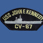 U.S NAVY SHIP HAT PATCH. USS JOHN F. KENNEDY CV-67 CARRIE USA MADE HEAT TRANSFER