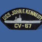 U.S NAVY SHIP HAT PATCH. USS JOHN F. KENNEDY CV-67 CARRIE USA MADE HEAT TRANSFER