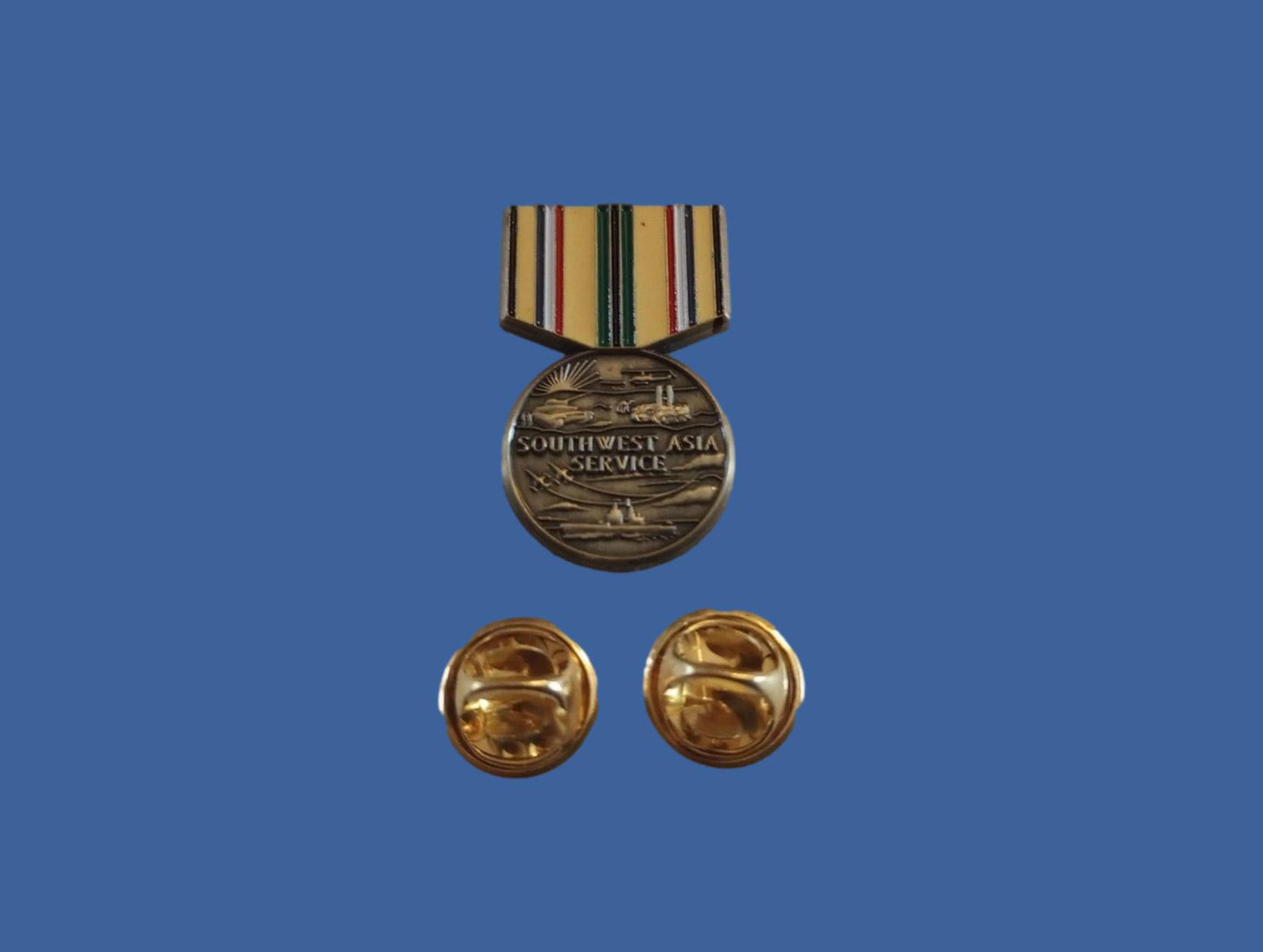 U.S MILITARY SOUTHWEST ASIA SERVICE MEDAL HAT LAPEL PIN GULF WARS MINI SIZE NEW