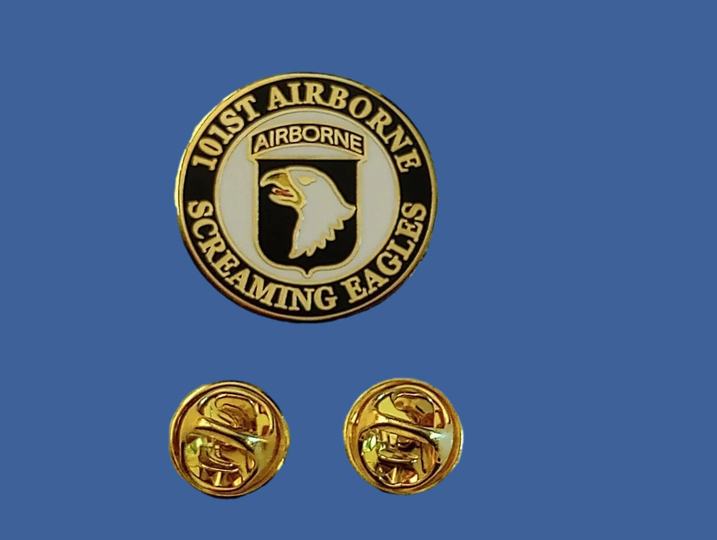 U.S MILITARY PIN ARMY 101st AIRBORNE SCREAMING EAGLES HAT LAPEL PIN DOUBLE POST
