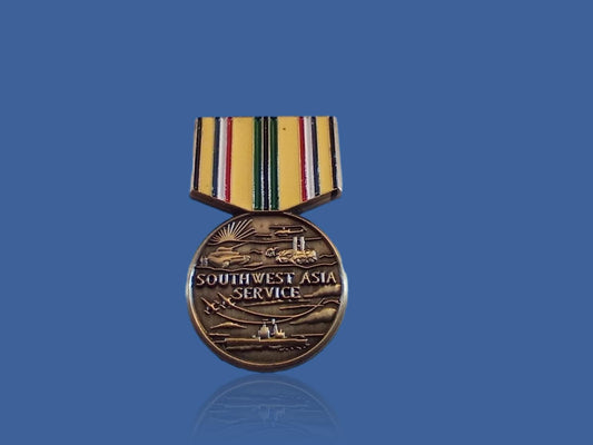 U.S MILITARY SOUTHWEST ASIA SERVICE MEDAL HAT LAPEL PIN GULF WARS MINI SIZE NEW