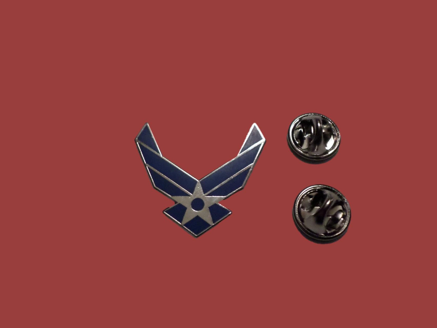 U.S MILITARY BLUE AIR FORCE HAT LAPEL PIN DOUBLE CLUTCH BACK USAF LOGO NEW