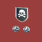 SKULL AND BONES HAT PIN LAPEL DOUBLE POST PIN NEW IN BAGS
