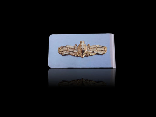 U.S MILITARY NAVY GOLD OFFICERS SURFACE WARFARE METAL MONEY CLIP U.S.A MADE