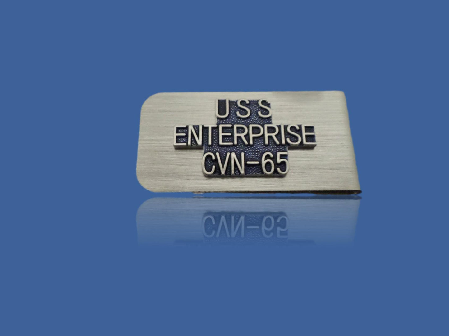 U.S MILITARY NAVY CARRIER U.S.S ENTERPRISE CVN-65 STAINLESS  MONEY CLIP USA MADE