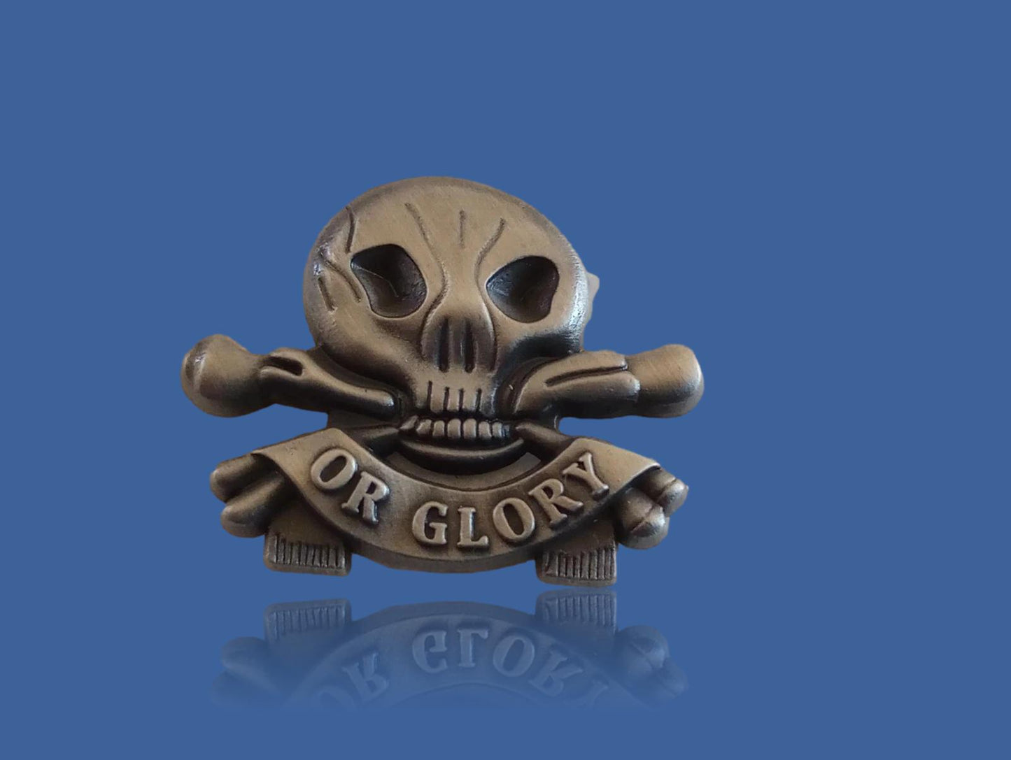 SKULL AND BONES HAT PIN LAPEL DEATH OR GLORY DOUBLE POST PIN NEW IN BAGS