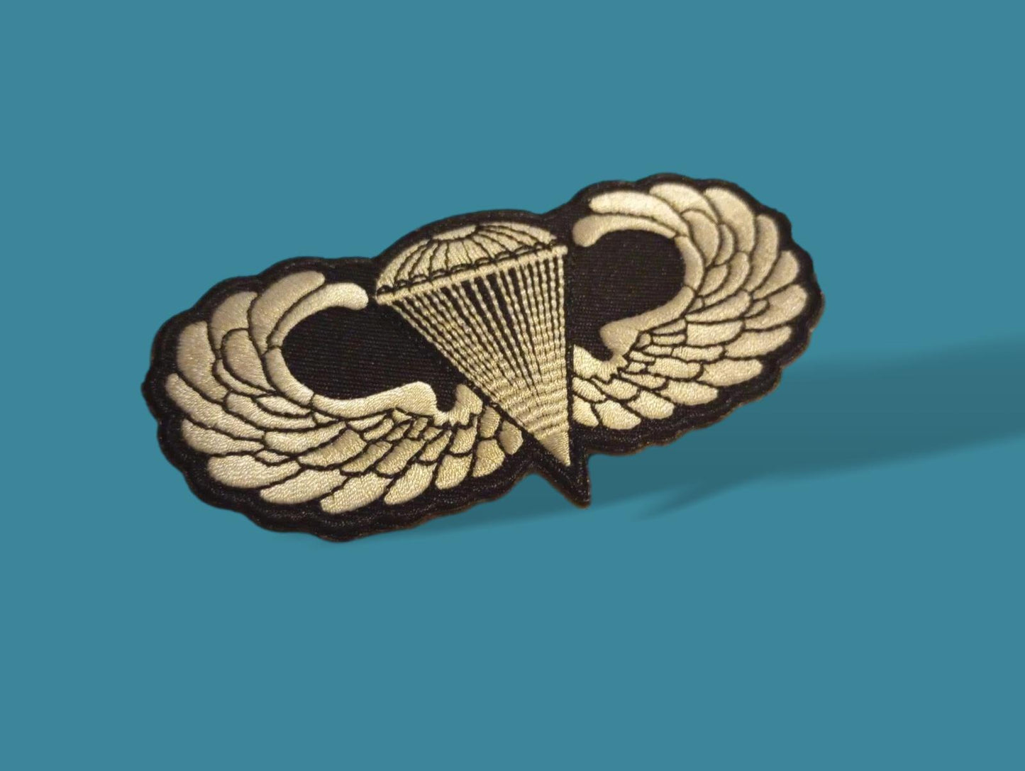 U.S MILITARY ARMY AIRBORNE JUMP WINGS EMBROIDERED PATCH SHOULDER HAT 4" X 2"