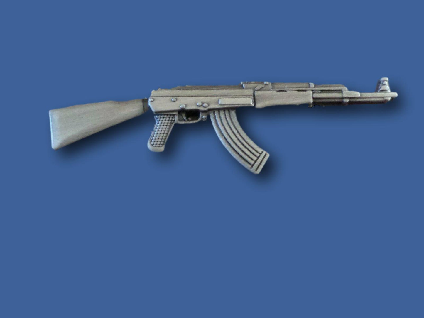 MILITARY AK-47 RIFLE HAT LAPEL PIN DOUBLE POST CLUTCH BACK GOOD QUALITY