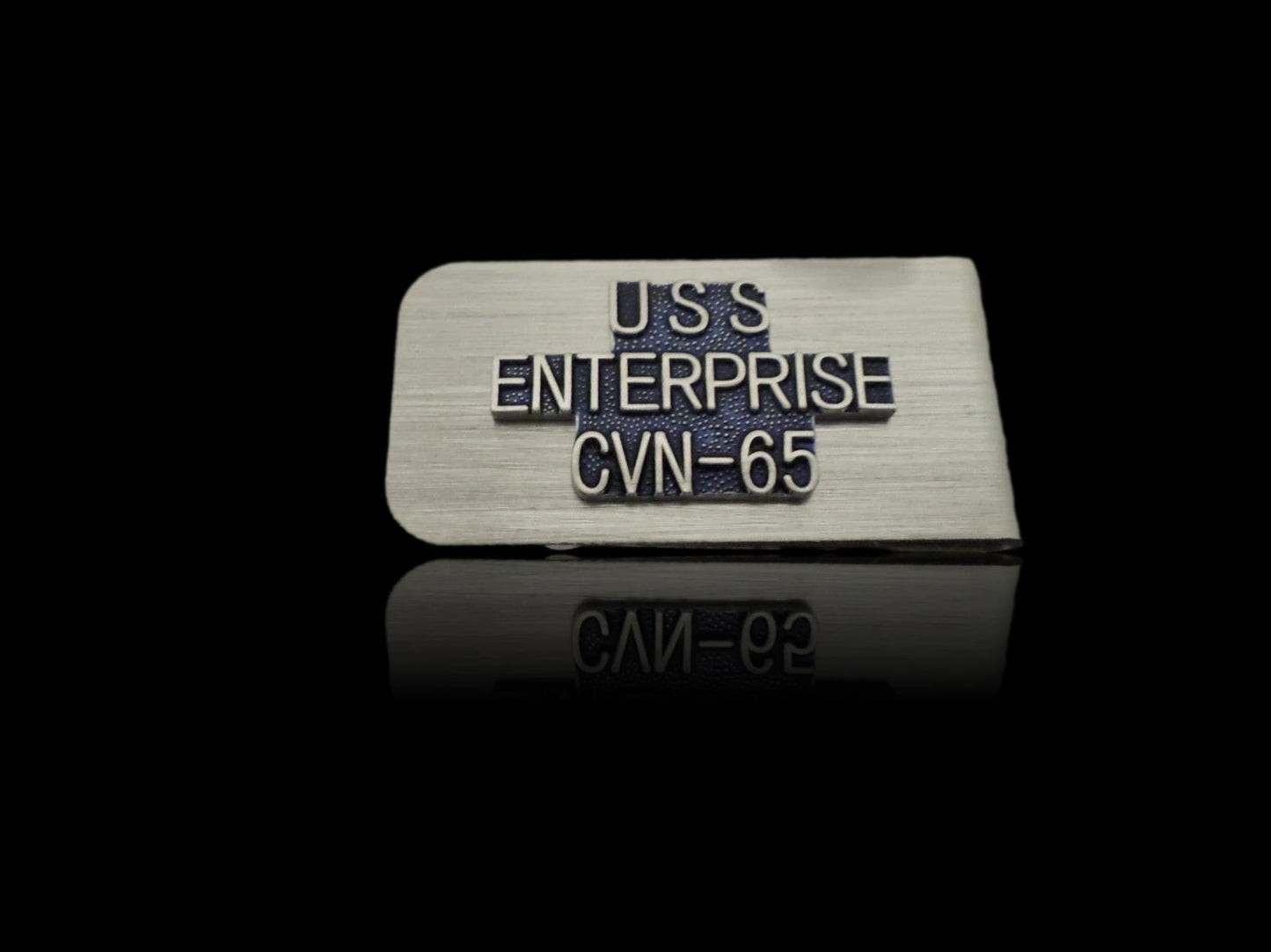U.S MILITARY NAVY CARRIER U.S.S ENTERPRISE CVN-65 STAINLESS  MONEY CLIP USA MADE