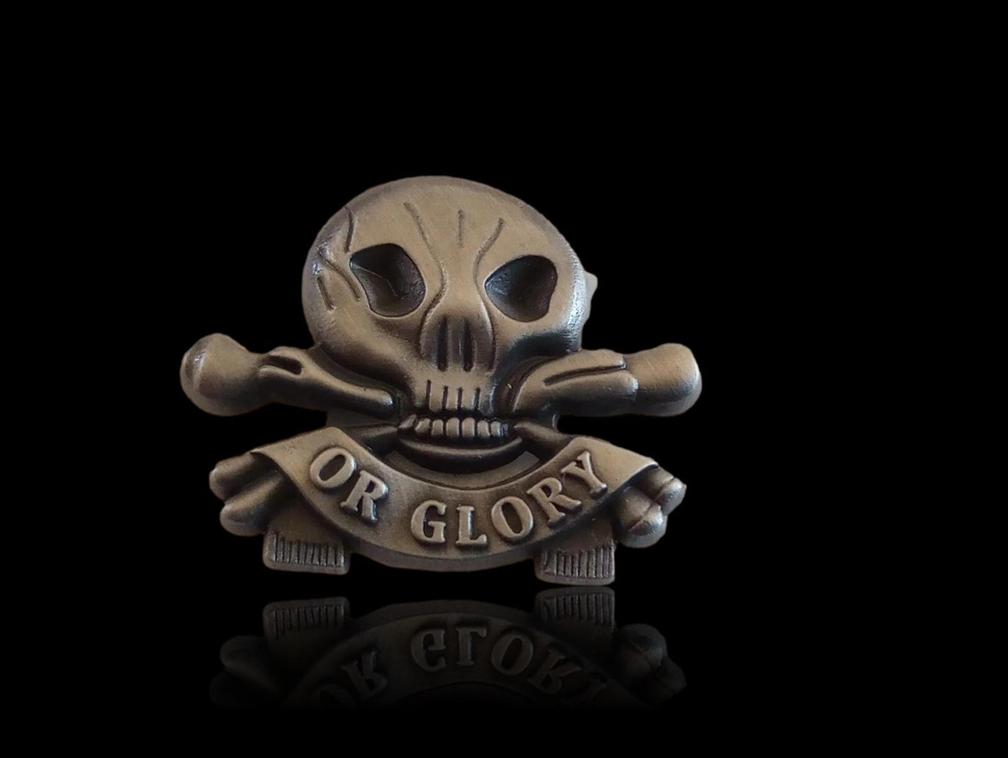 SKULL AND BONES HAT PIN LAPEL DEATH OR GLORY DOUBLE POST PIN NEW IN BAGS