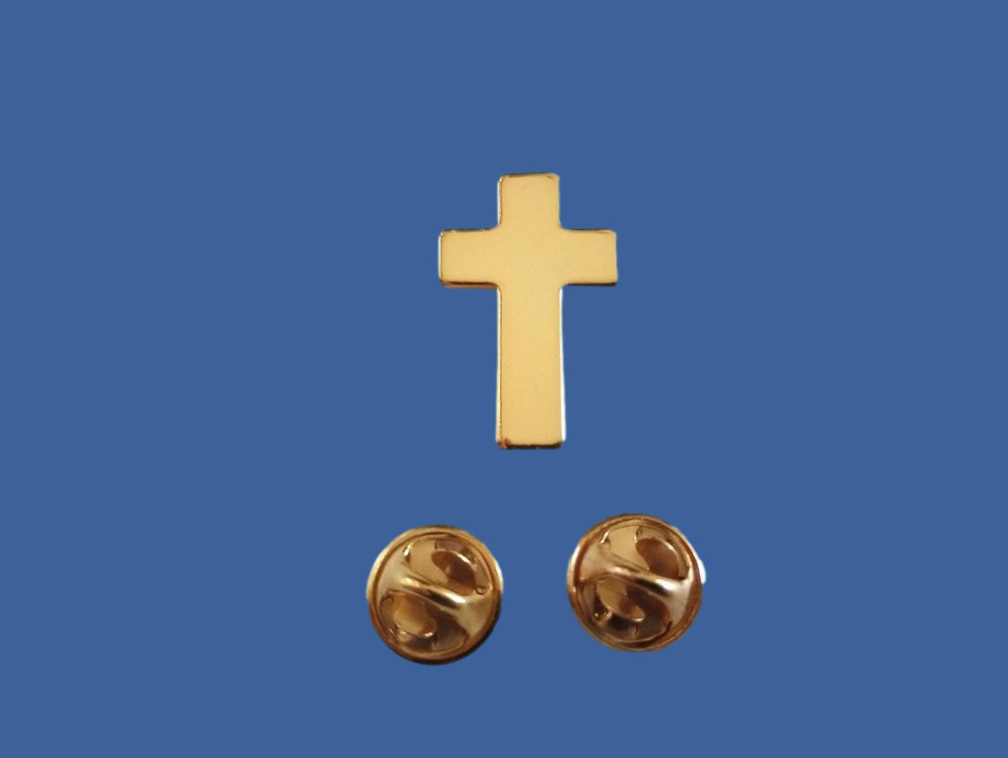 GOLD CHAPLAIN CROSS HAT PIN CHRISTIAN CROSS GOLD IN COLOR LAPEL PIN