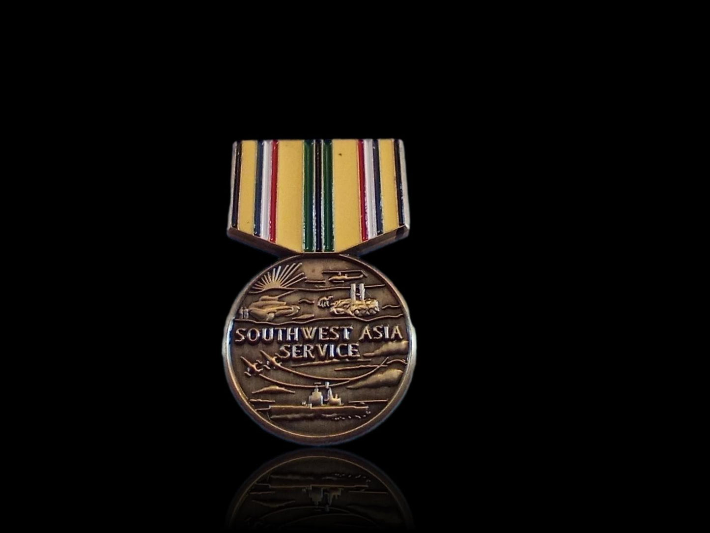 U.S MILITARY SOUTHWEST ASIA SERVICE MEDAL HAT LAPEL PIN GULF WARS MINI SIZE NEW