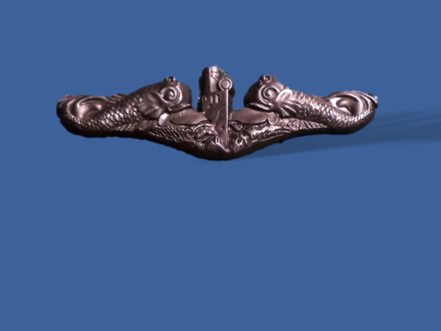 U.S MILITARY NAVY SILVER ENLISTED SUBMARINE PIN BADGE DOUBLE CLUTCH BACK