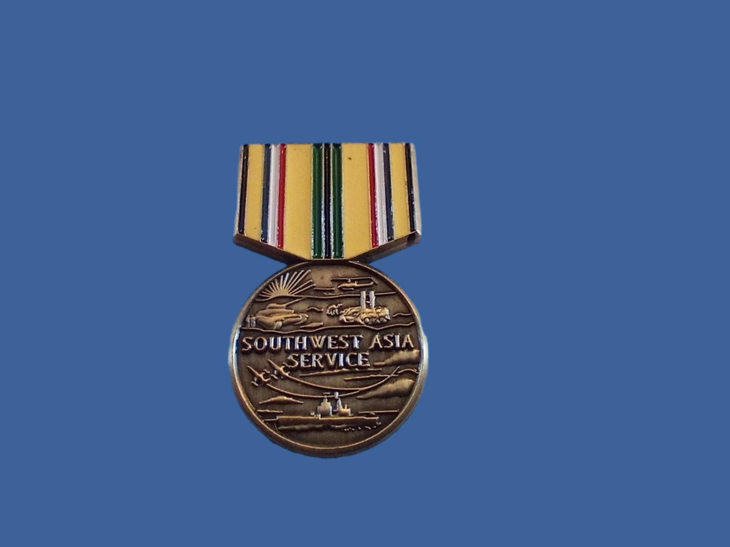 U.S MILITARY SOUTHWEST ASIA SERVICE MEDAL HAT LAPEL PIN GULF WARS MINI SIZE NEW