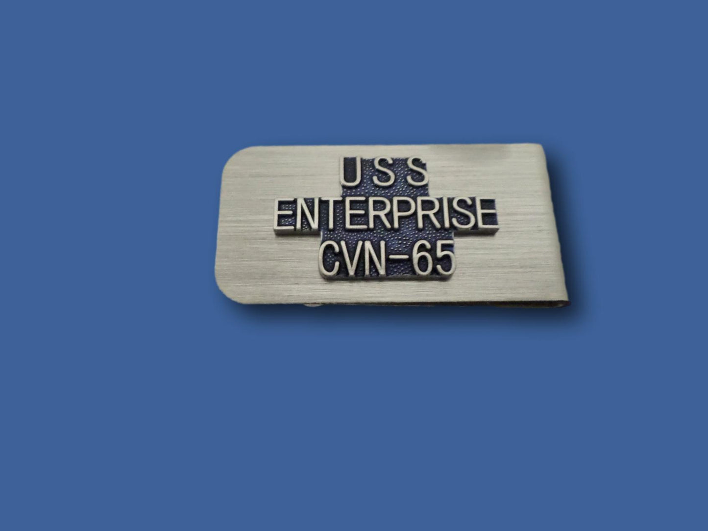 U.S MILITARY NAVY CARRIER U.S.S ENTERPRISE CVN-65 STAINLESS  MONEY CLIP USA MADE