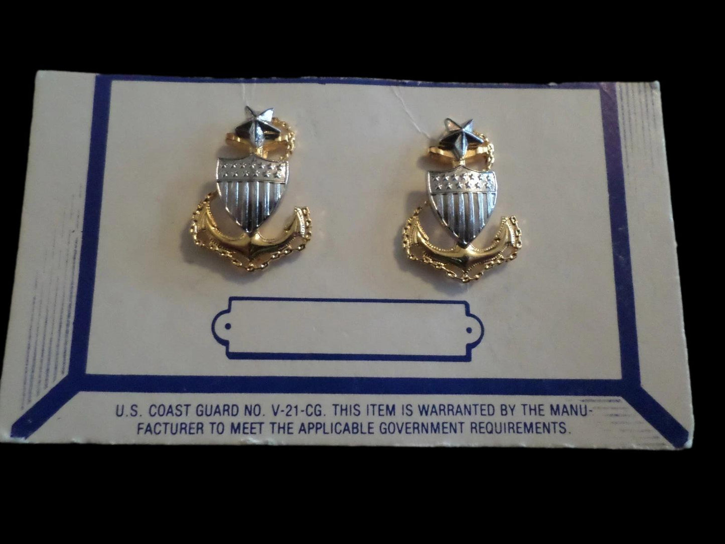 U.S COAST GUARD COLLAR DEVICE INSIGNIA PINS SENIOR CPO GENUINE VINTAGE VANGUARD