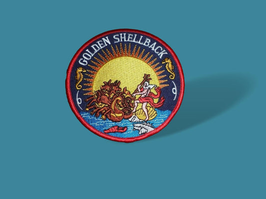 U.S.MILITARY NAVY GOLDEN SHELLBACK PATCH 4 1/2" x 4 1/2" GOOD QUALITY PATCHES