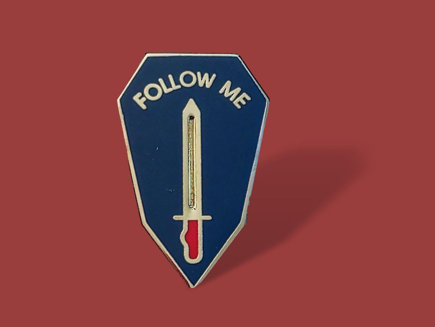 U.S MILITARY ARMY INFANTRY SCHOOL FOLLOW ME LAPEL PIN HAT PIN MINIATURE