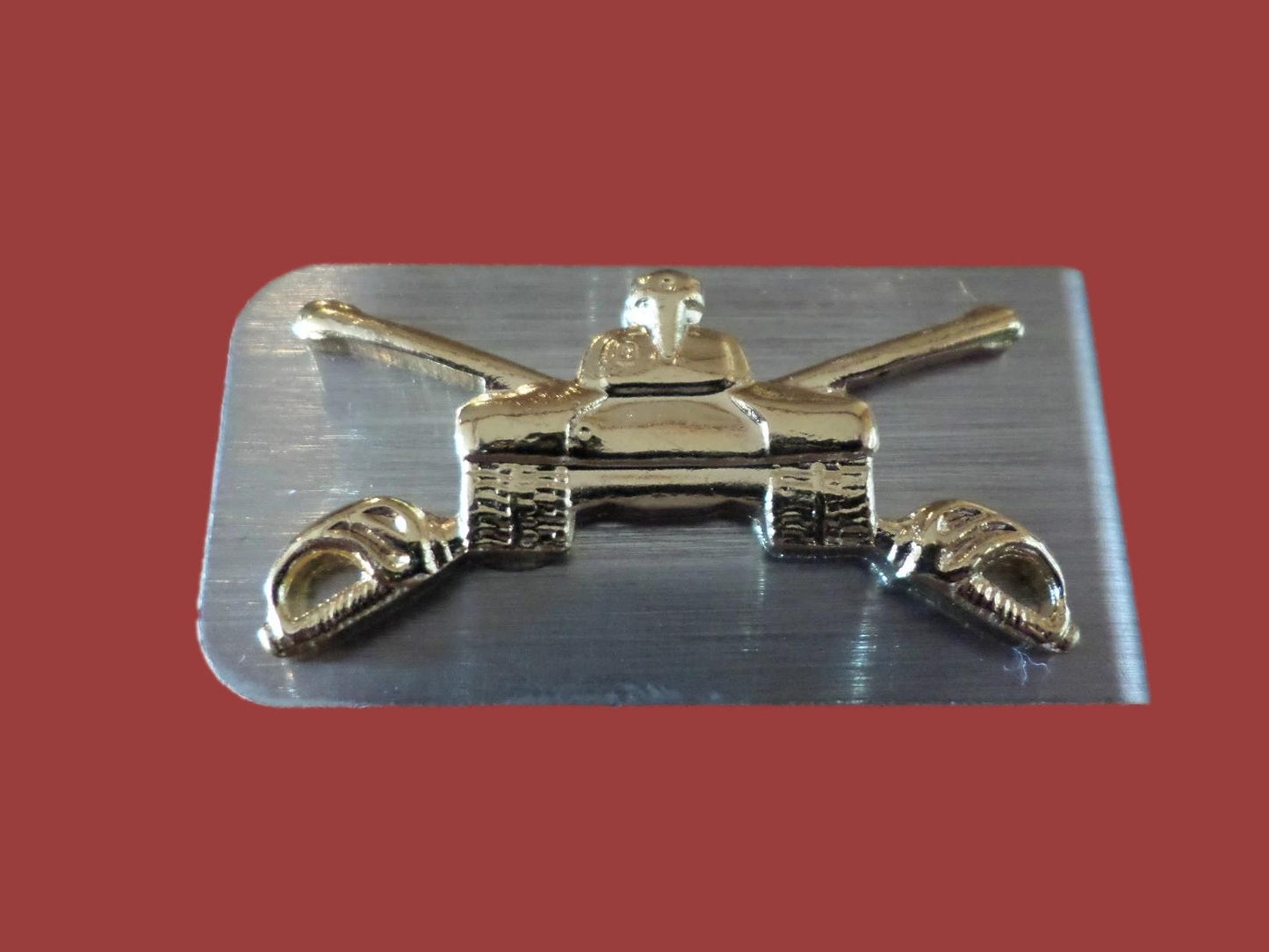 MILITARY ARMORED TANK INSIGNIA STAINLESS STEEL MONEY CLIP USA MADE NEW IN BAGS