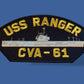 U.S NAVY SHIP HAT PATCH. USS RANGER CVA-61 SHIP PATCH U.S.A MADE NAVY CARRIER