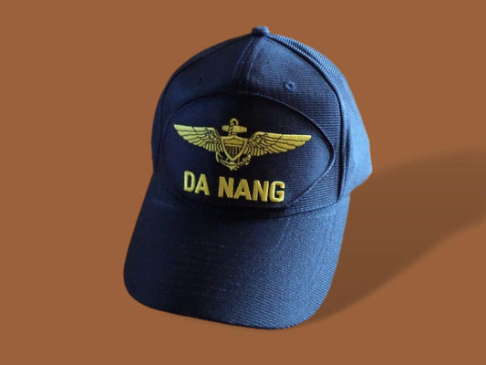 DA NANG HAT WITH GOLD NAVY PILOT WINGS U.S MILITARY OFFICIAL BALL CAP U.S.A MADE
