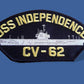 U.S NAVY SHIP HAT PATCH. USS INDEPENDENCE CV-62 CARRIER SHIP HAT PATCH U.S MADE