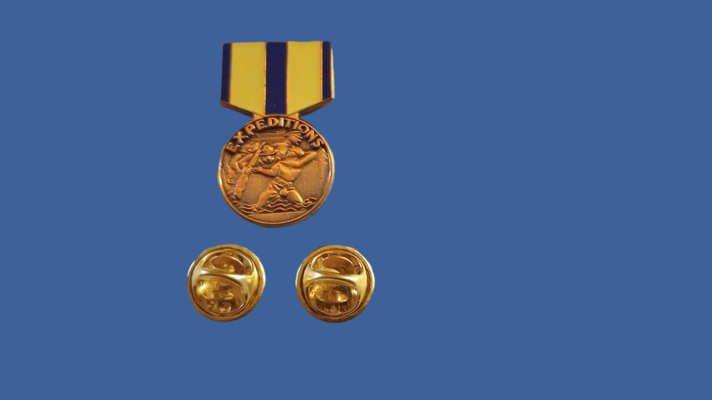 U.S MILITARY NAVY EXPEDITIONARY MEDAL HAT LAPEL PIN MINIATURE SIZE 1 1/8" NEW