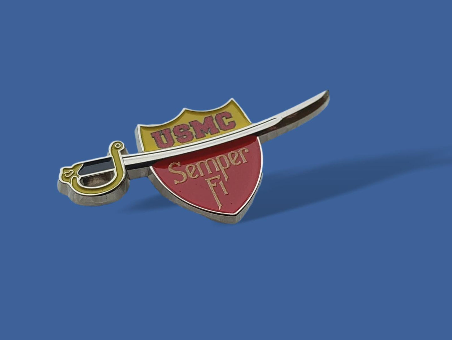U.S MARINE CORPS HAT PIN LAPEL SWORD SABRE SEMPER FI SHIELD USMC VETERAN