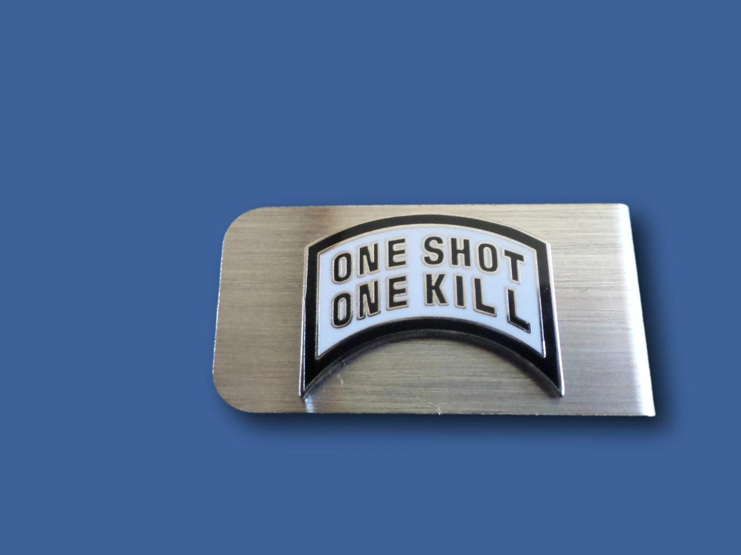 MONEY CLIP ONE SHOT ONE KILL STAINLESS STEEL MONEY CLIP U.S.A MADE NEW IN BAGS