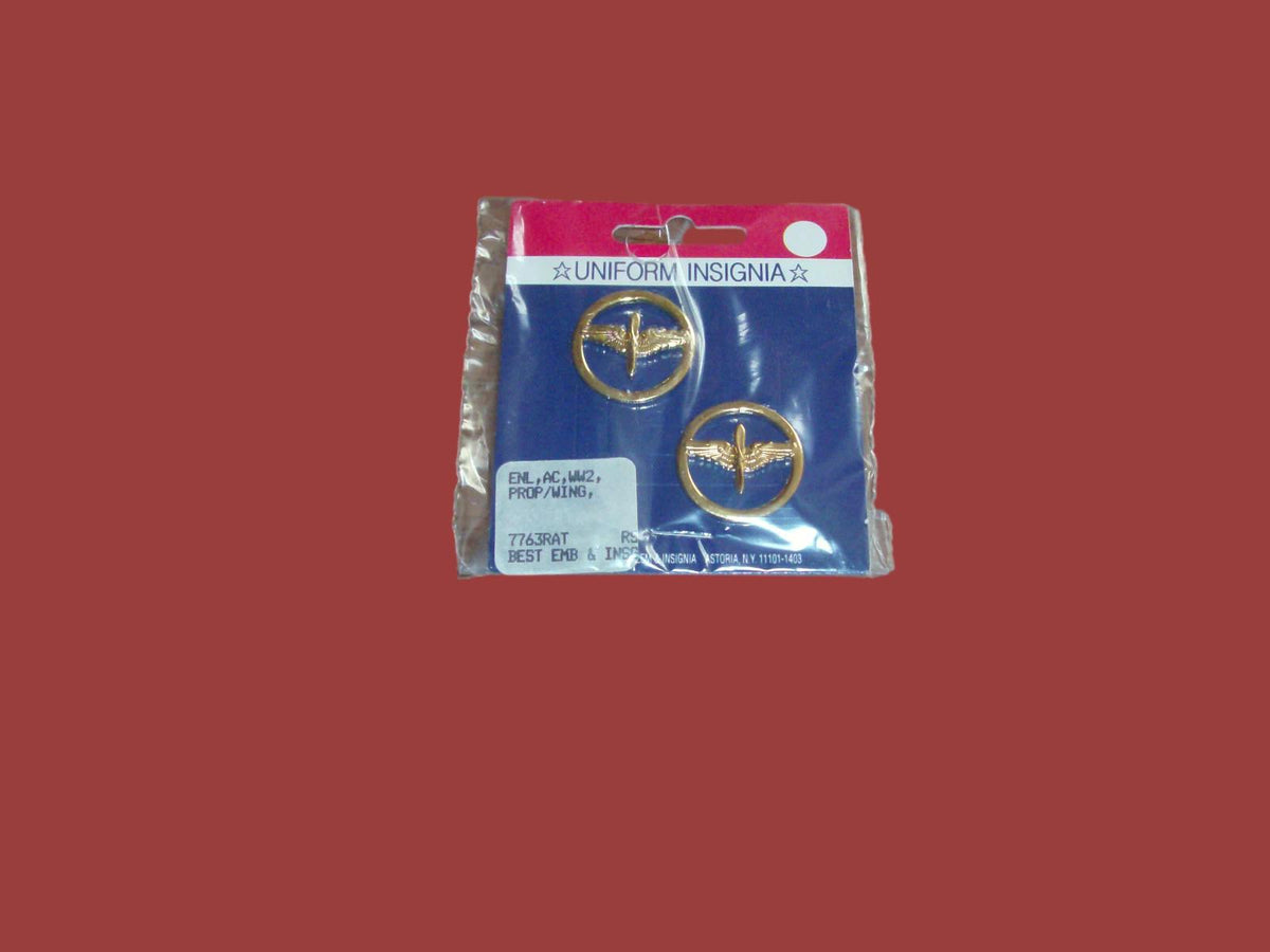 U.S MILITARY WWII REPRODUCTION AIR CREW ENLISTED COLLAR INSIGNIA. U.S.A MADE