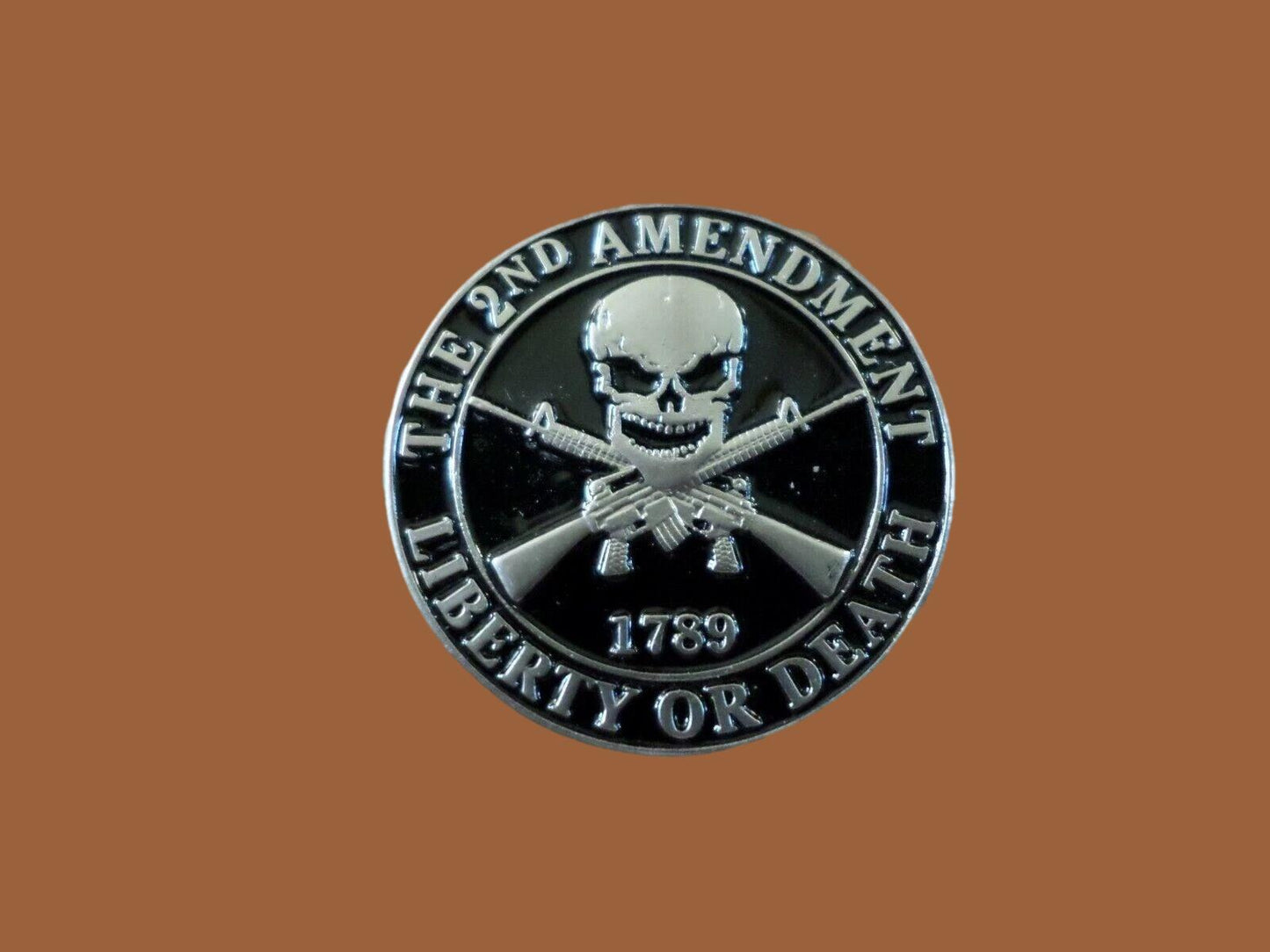 2nd AMENDMENT LIBERTY OR DEATH HAT PIN LAPEL DOUBLE POST PIN PATRIOTIC INSIGNIA
