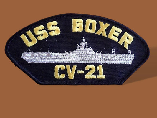 USS BOXER CV-21 U.S NAVY SHIP HAT PATCH CARRIER U.S.A MADE HEAT TRANSFER