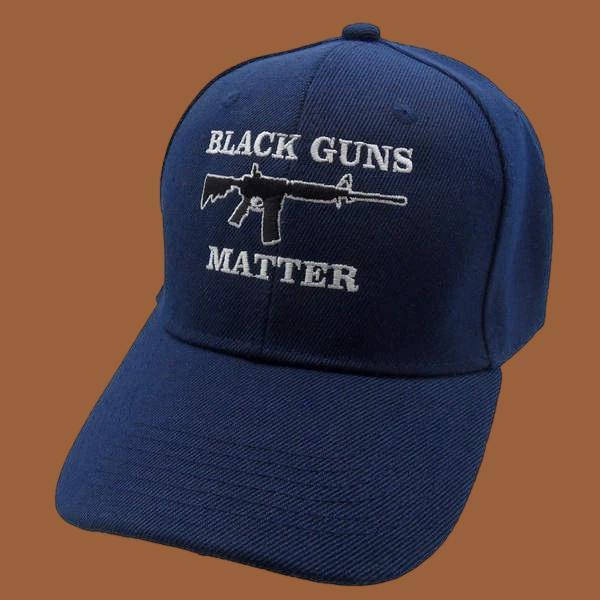BLACK GUNS MATTER 6 PANEL CAP EMBROIDERED HAT 2nd AMENDMENT NAVY BLUE