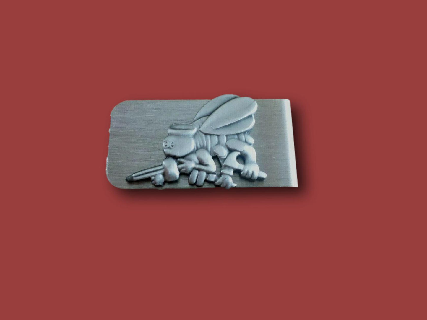 U.S MILITARY NAVY SEABEES STAINLESS STEEL MONEY CLIP U.S.A MADE NEW IN BAGS