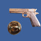 COLT 45 AUTOMATIC PISTOL HAT PIN LAPEL PIN GOLD IN COLOR