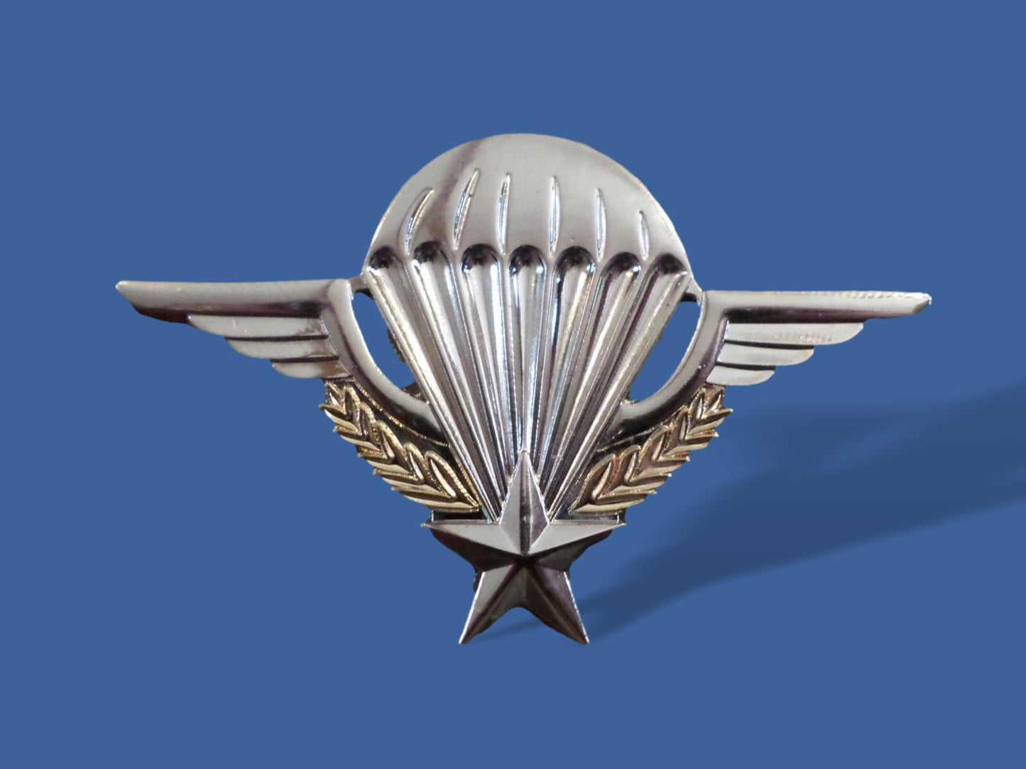 FRENCH MILITARY JUMP WINGS BADGE PARATROOPER 2 7/8" DOUBLE POST METAL PIN