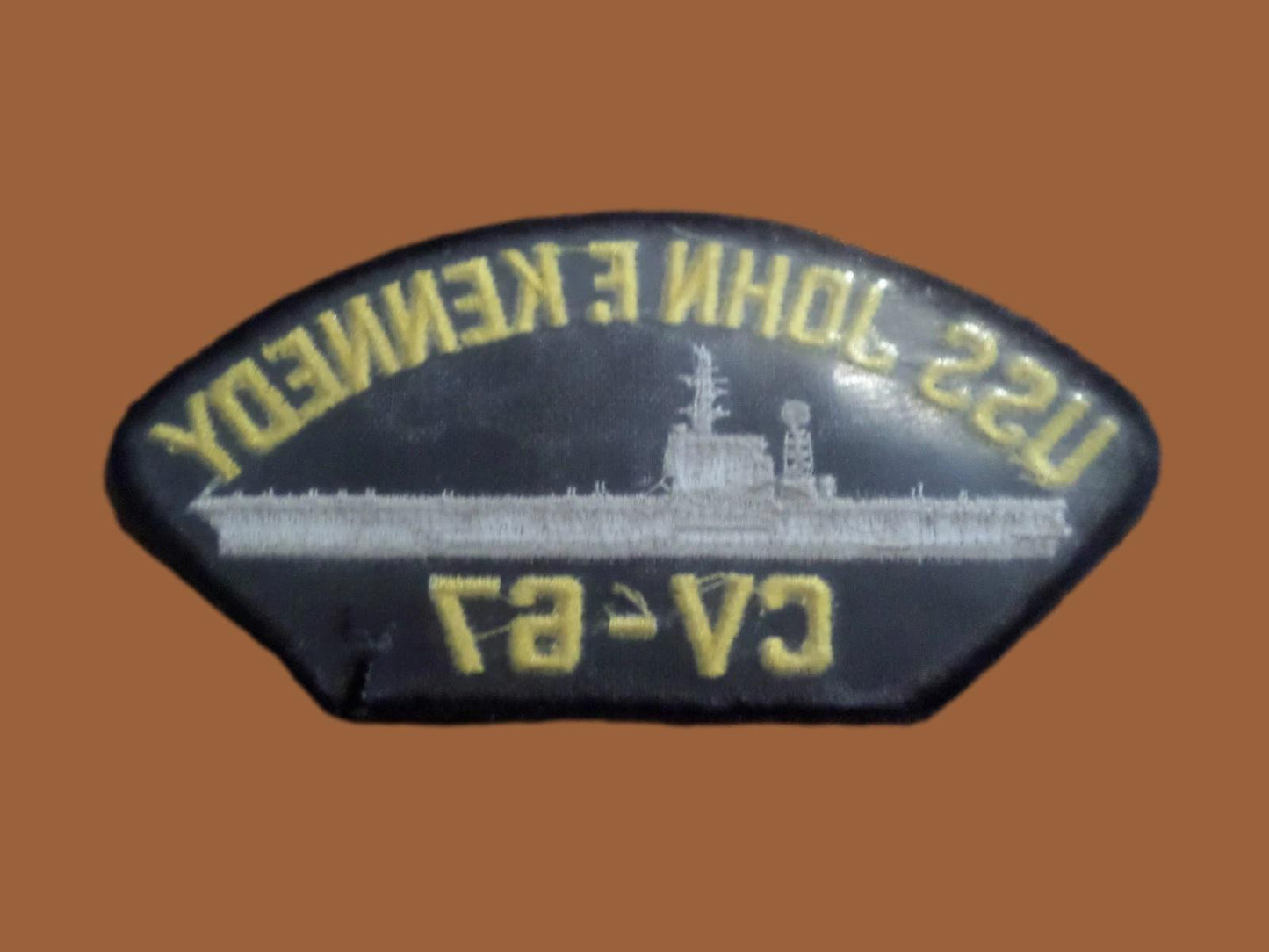 U.S NAVY SHIP HAT PATCH. USS JOHN F. KENNEDY CV-67 CARRIE USA MADE HEAT TRANSFER