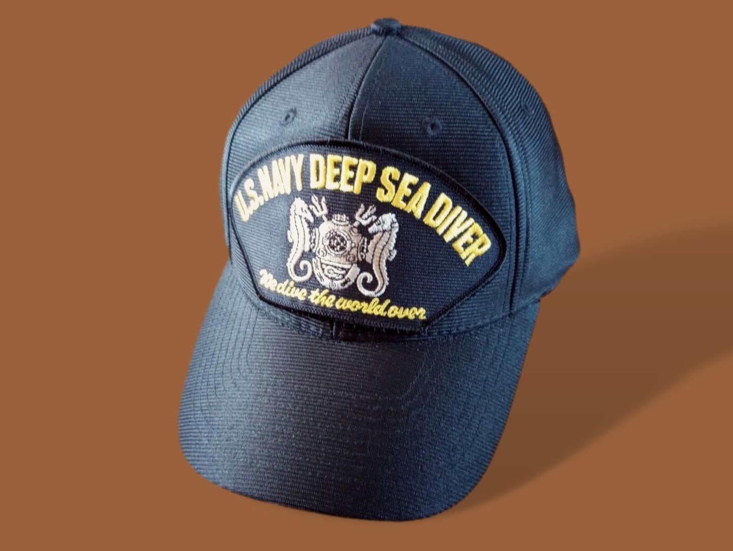U.S NAVY DEEP SEA DIVER HAT WE DIVE THE WORLD OVER OFFICIAL BALL CAP U.S.A. MADE