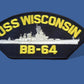 U.S NAVY SHIP HAT PATCH. USS WISCONSIN BB-64 SHIP PATCH USA MADE HEAT TRANSFER