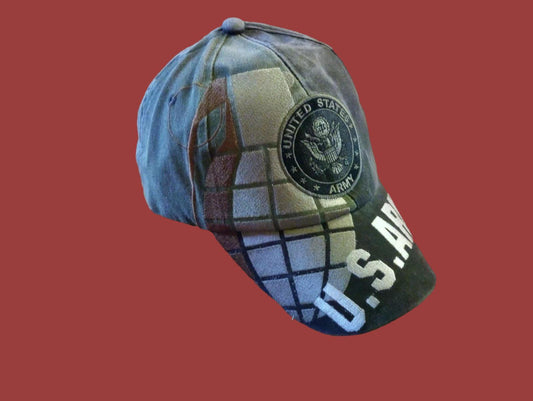 U.S MILITARY ARMY GRENADE HAT BALL CAP EMBROIDERED GRENADE ON FRONT U.S FLAG