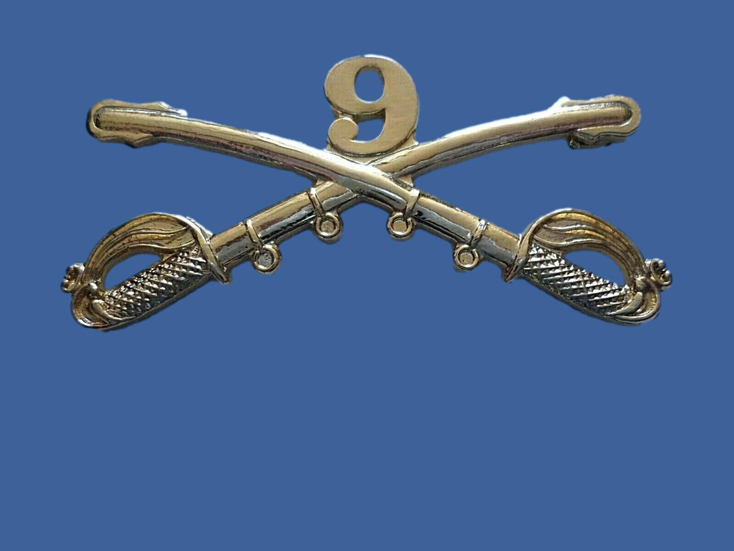 9th CAVALRY SWORDS SABERS  MILITARY HAT PIN REGIMENT BADGE BUFFALO SOLDIERS