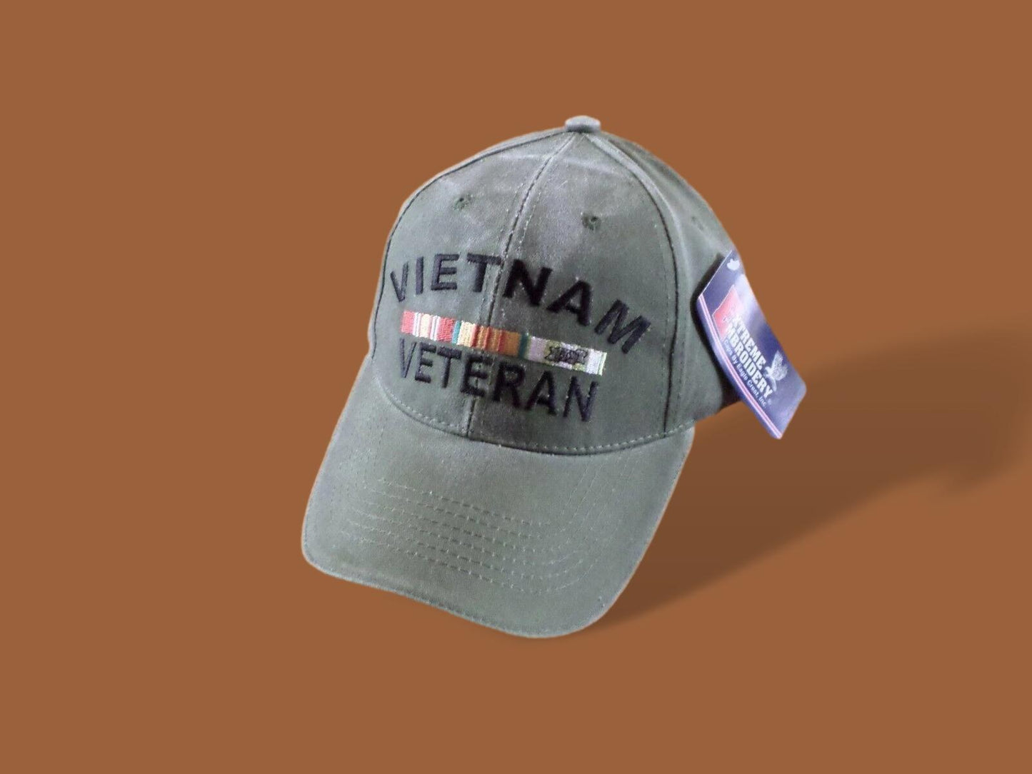 U.S MILITARY VIETNAM VETERAN HAT BALL CAP STONE WASHED OD GREEN