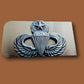 U.S ARMY MASTER PARATROOPER JUMP WINGS STAINLESS STEEL MONEY CLIP U.S.A MADE