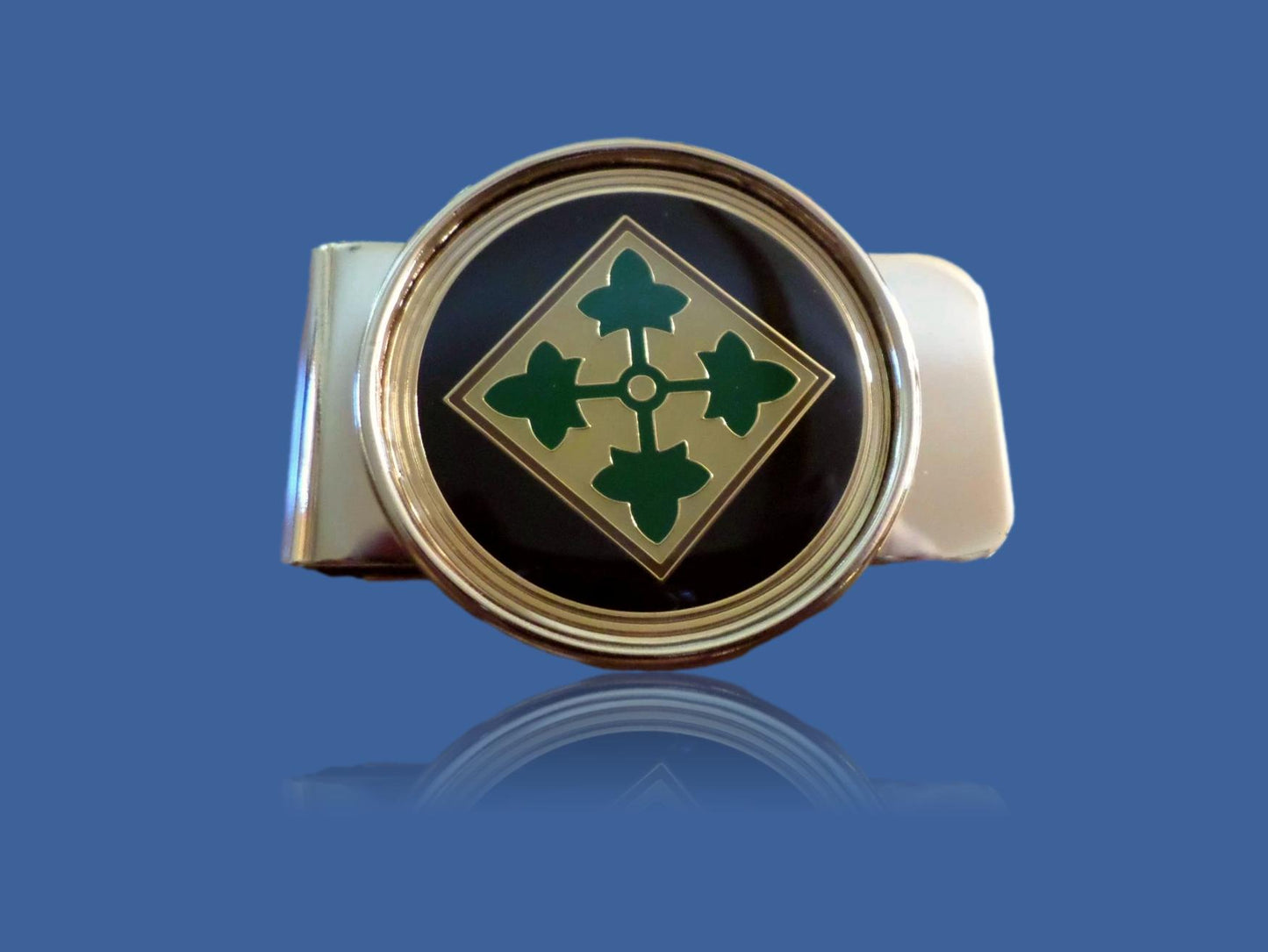 U.S ARMY 4th INFANTRY MONEY CLIP BRASS CONSTRUCTION OFFICIAL ARMY PRODUCT