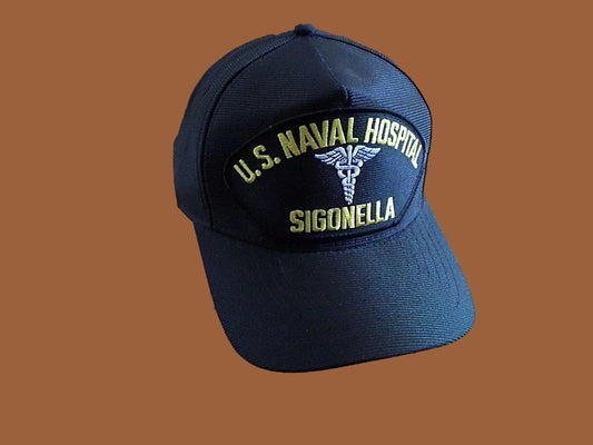 U.S NAVAL HOSPITAL SIGONELLA NAVY SHIP HAT U.S MILITARY OFFICIAL BALL CAP U.S.A