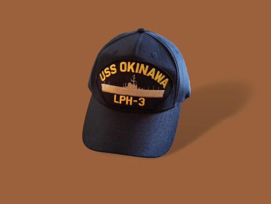 USS OKINAWA LPH-3 NAVY SHIP HAT U.S MILITARY OFFICIAL BALL CAP U.S.A MADE