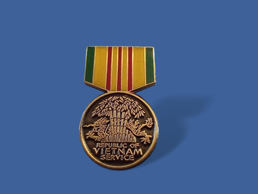 U.S MILITARY VIETNAM SERVICE MEDAL HAT LAPEL PIN MINIATURE SIZE 1 1/8" NEW