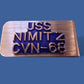 U.S MILITARY NAVY U.S.S NIMITZ CVN-68 METAL MONEY CLIP U.S.A MADE NEW IN BAGS